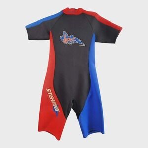 VTG Mens Stearns Viper  Shorty Wetsuit Size M Black Red Blue Neoprene
